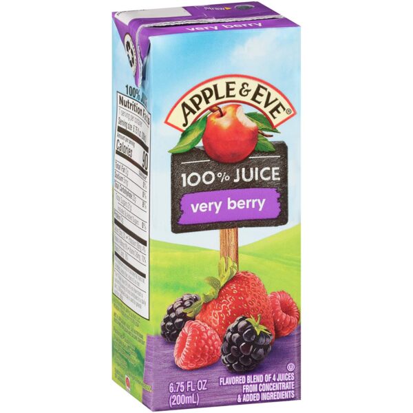 200 millilitre tetra pack of apple & eve 100% juice no sugar, very berry