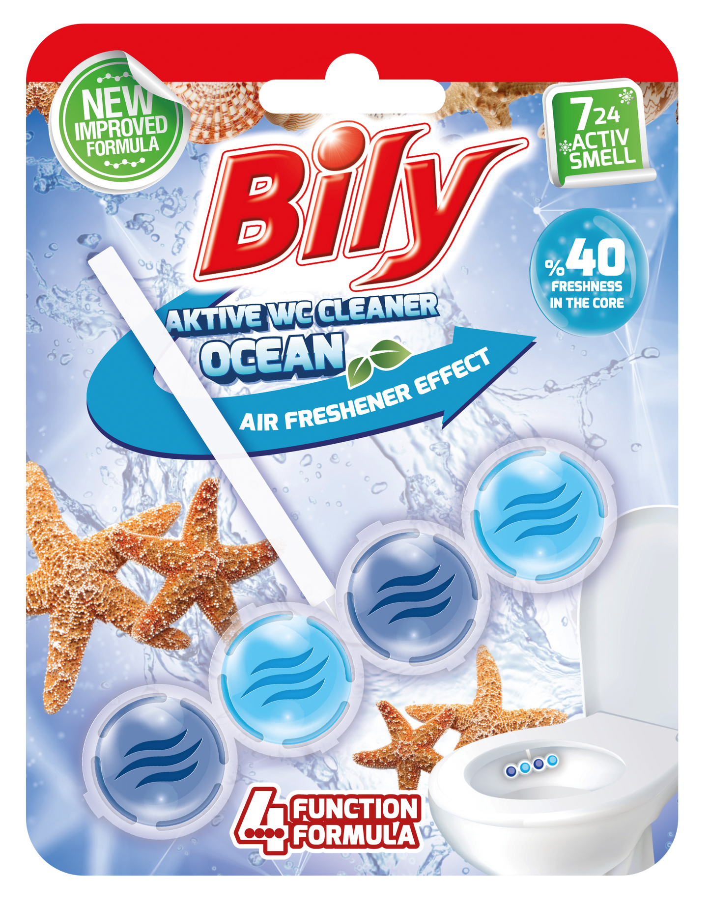 50 gram pack of bily active wc cleaner ocean