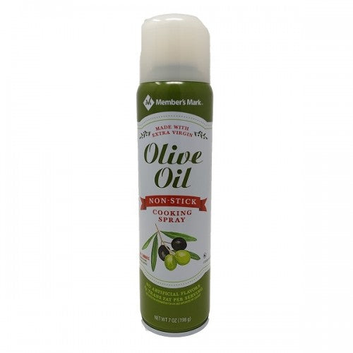 198 gram container of member's mark olive oil non-stick cooking spray