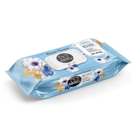 Papilion Wet Wipes Flower Passion Blue 64sheets