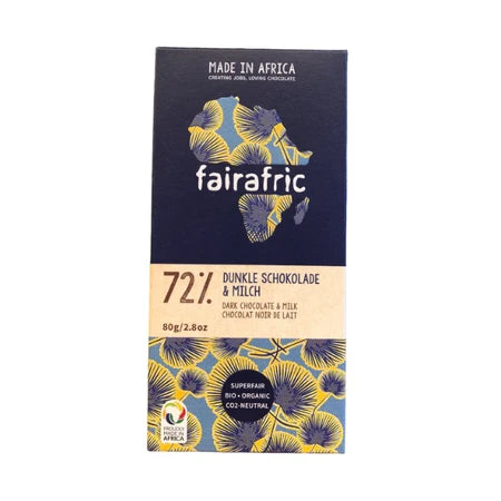 Fairafric 72% Dark Milk Chocolate 80g