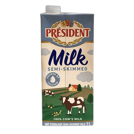 President Semi-Skimmed Uht Milk 1ltr