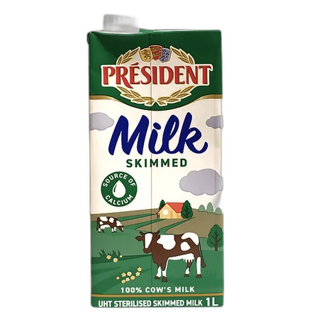 President Skimmed UHT Milk 1ltr