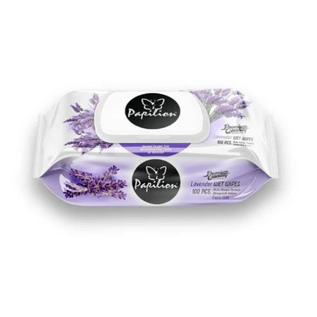 Papilion Lavender Wet Wipes 100 Pcs With Cap