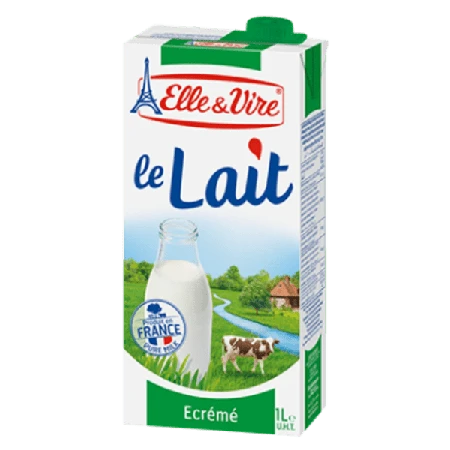 Elle & Vire Long Life Skimmed Milk 1ltr