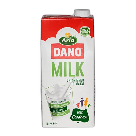 Dano Milk Uht Skimmed 0.3% Fat 1ltr