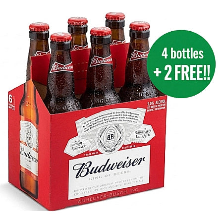 Budweiser Lager Beer Bottle 330ml 6 Pack