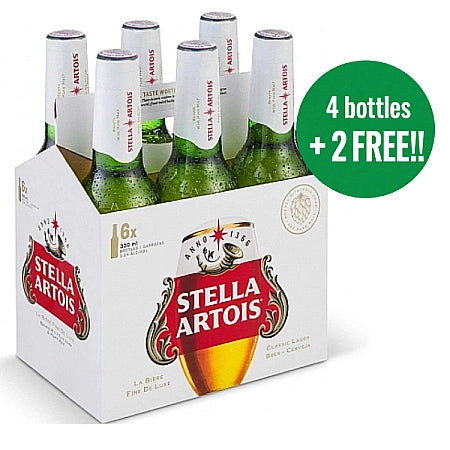 Stella Artois Lager Beer Bottle 330ml 6 Pack
