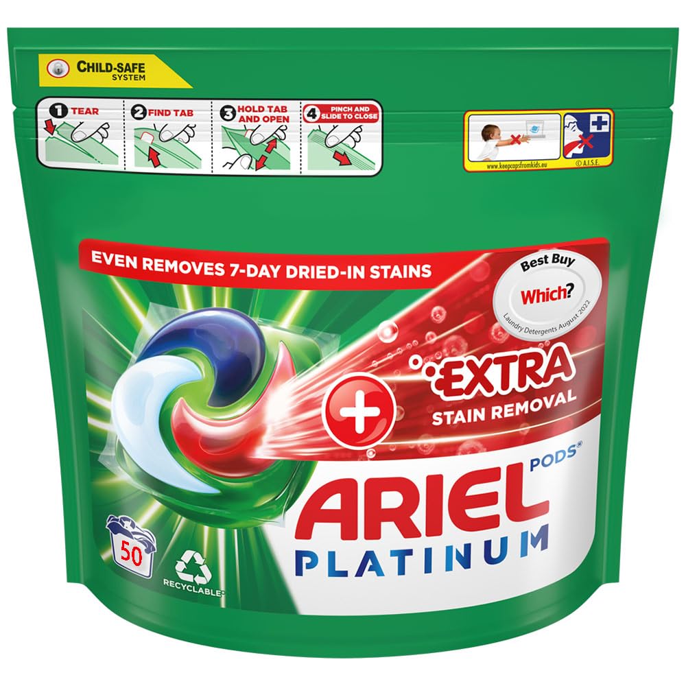 Ariel Platinum Pods Extra Stain Remover 50 Washes