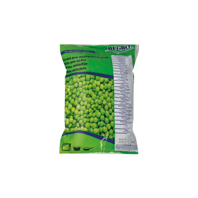 1 kilogram bag of begro frozen green peas