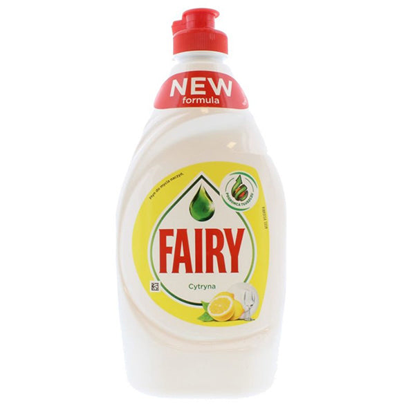 450 millilitre bottle of fairy dish washing up liquid, lemon