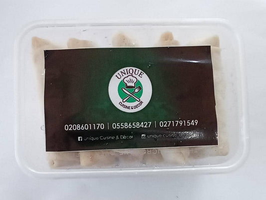 Pack of unique cuisine frozen spring rolls, minced gizzard and veggies