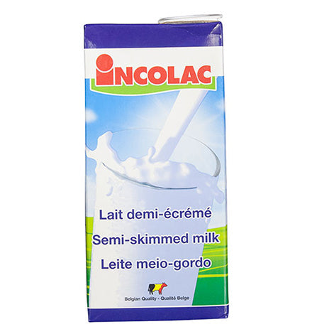 1 litre tetra pack of incolac semi-skimmed milk