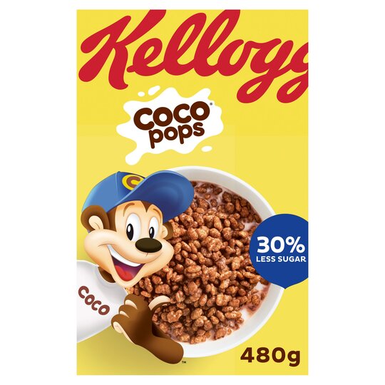 480 gram box of kellogg's coco pops 30% less sugar 