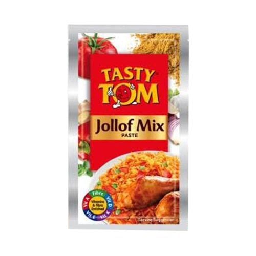 70 gram sachet of tasty tom jollof mix