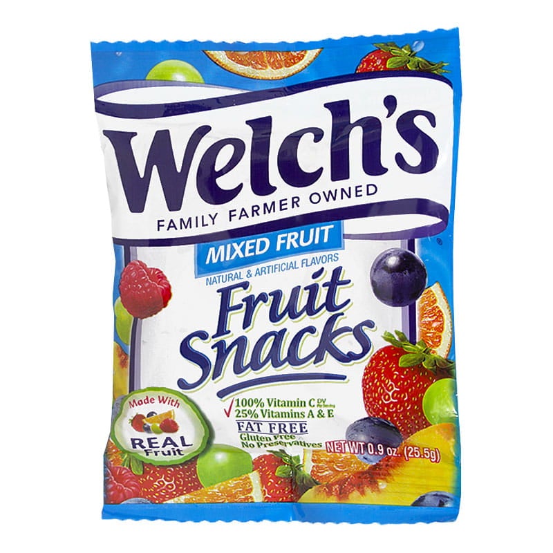 22.7 gram pouch of welch's fruit snacks mixed fruit