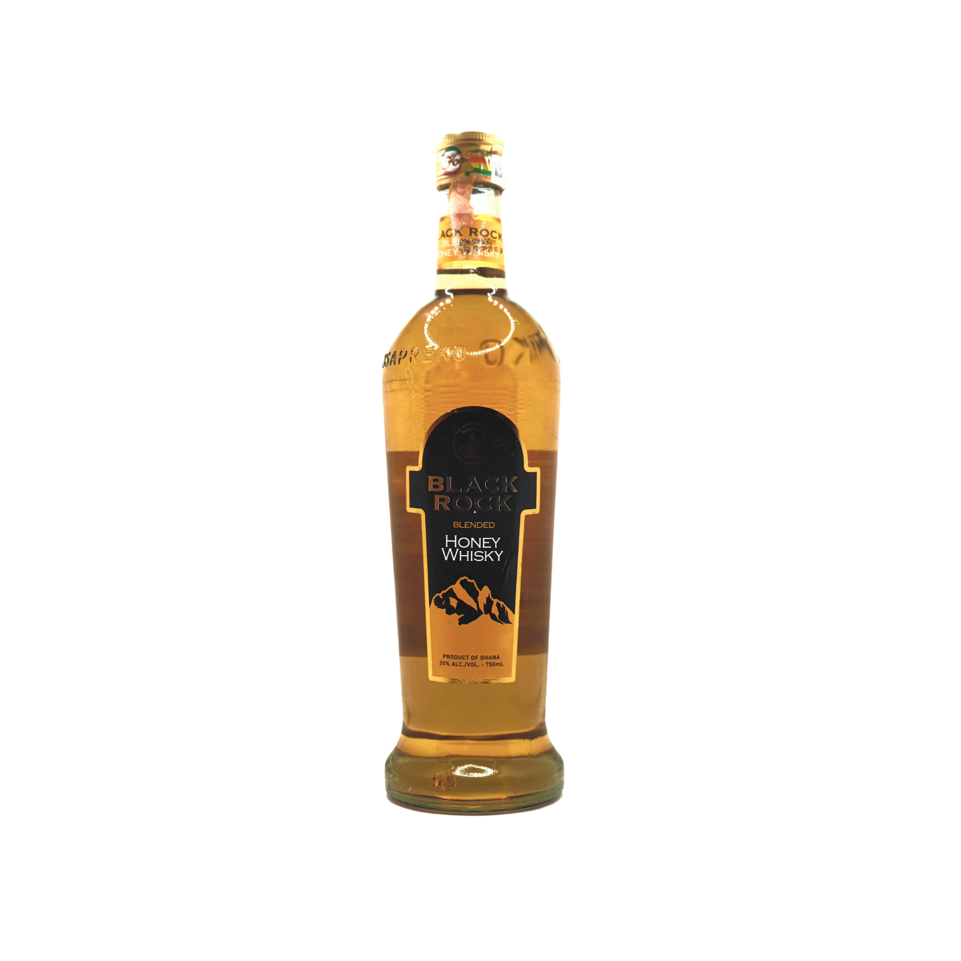 750 millilitre bottle of black rock blended honey whisky