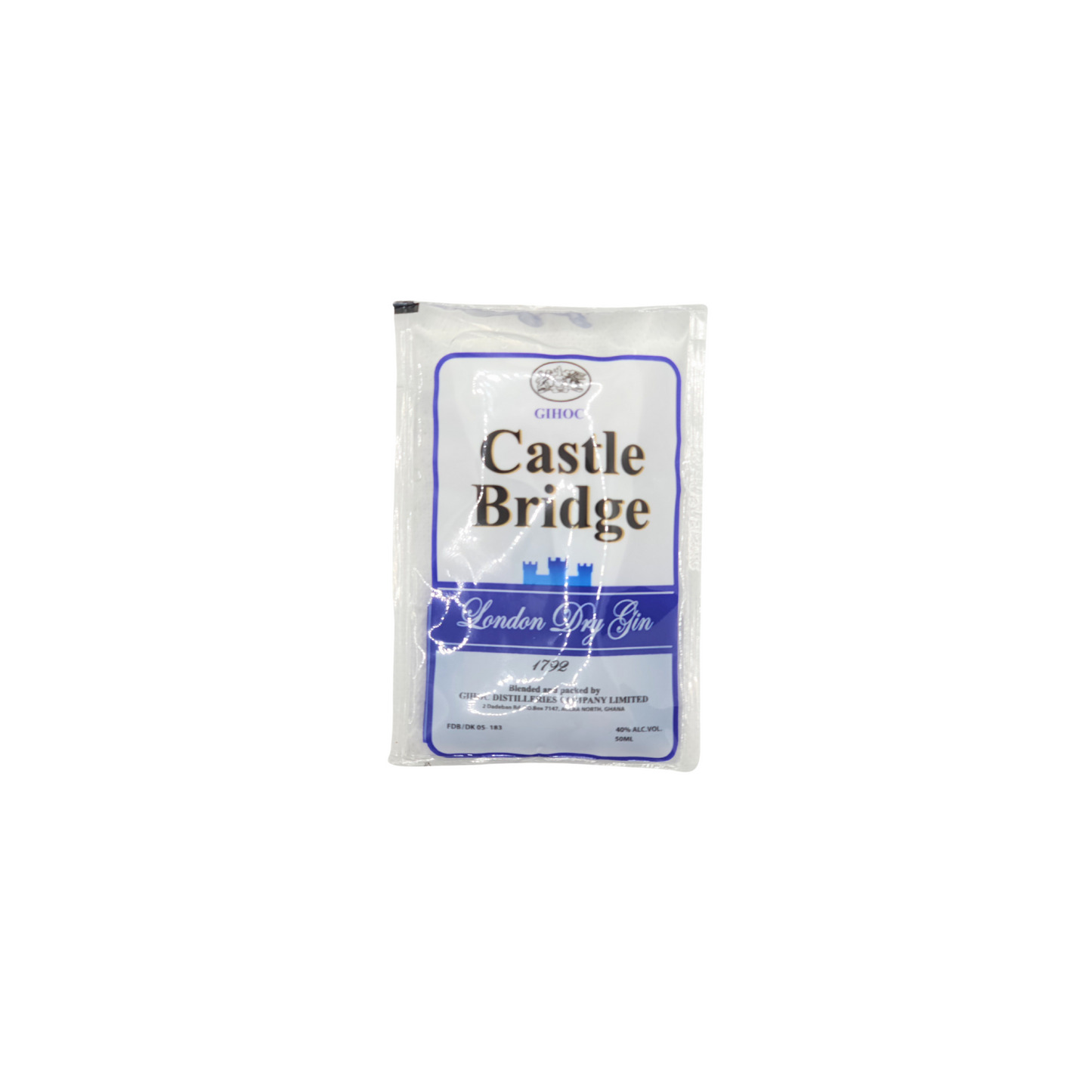 50 millilitre pack of castle bridge london dry gin