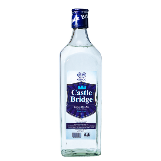 700 millilitre bottle of castle bridge gin