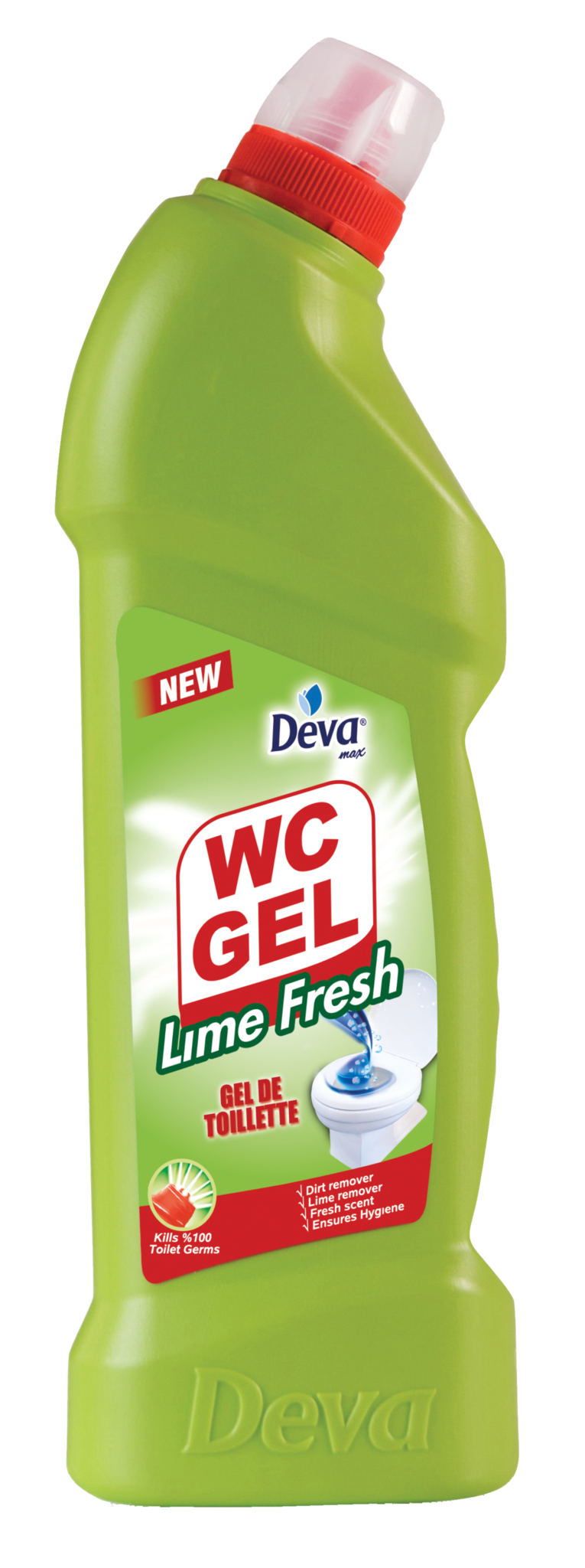 750 millilitre bottle of deva wc gel lime fresh