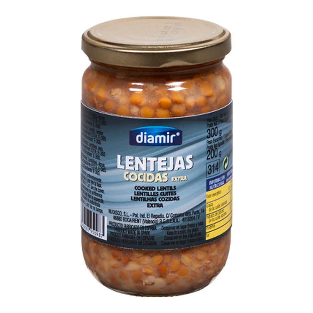 290 gram jar of diamir cooked lentils extra