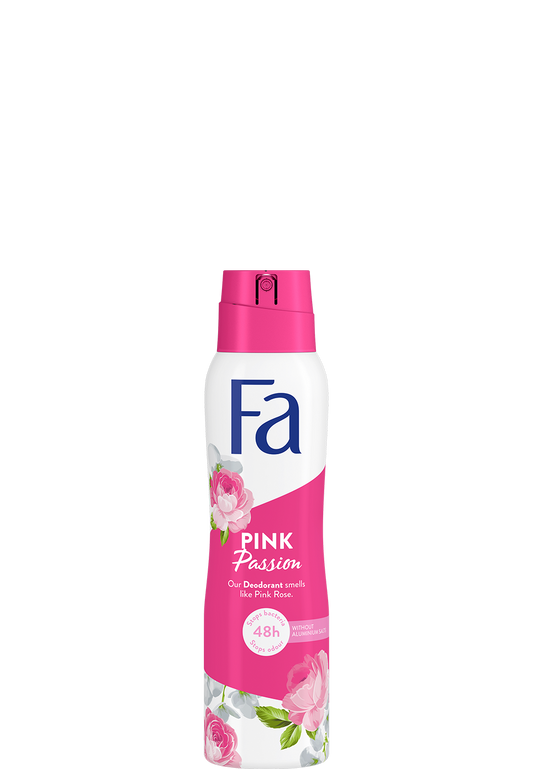 150 millilitre container of fa pink passion deodorant spray
