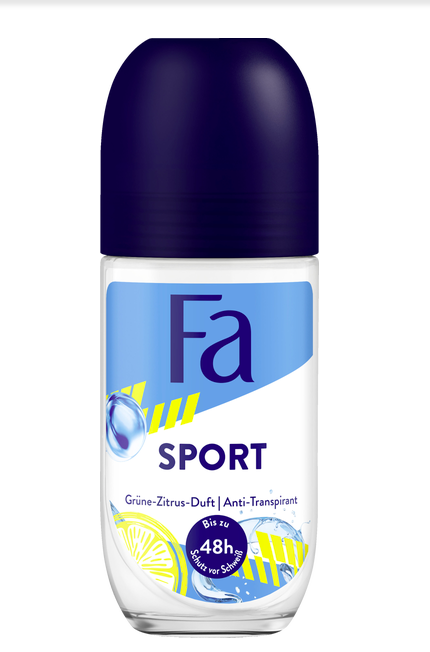 50 millilitre container of fa sport roll on