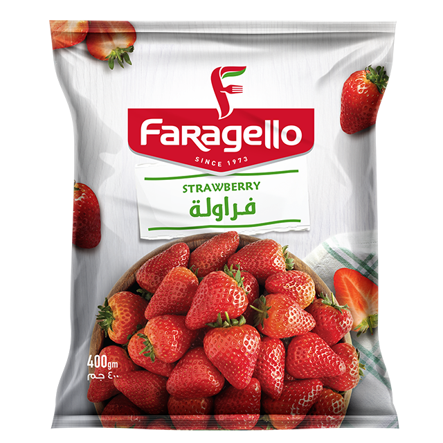 400 gram pack of faragello frozen strawberry