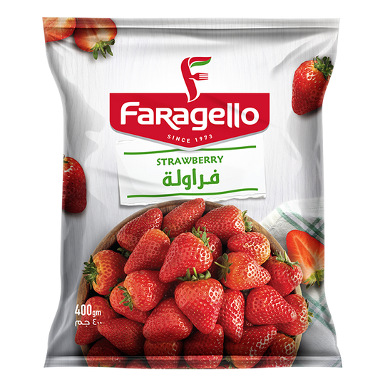 400 gram pack of faragello frozen strawberry