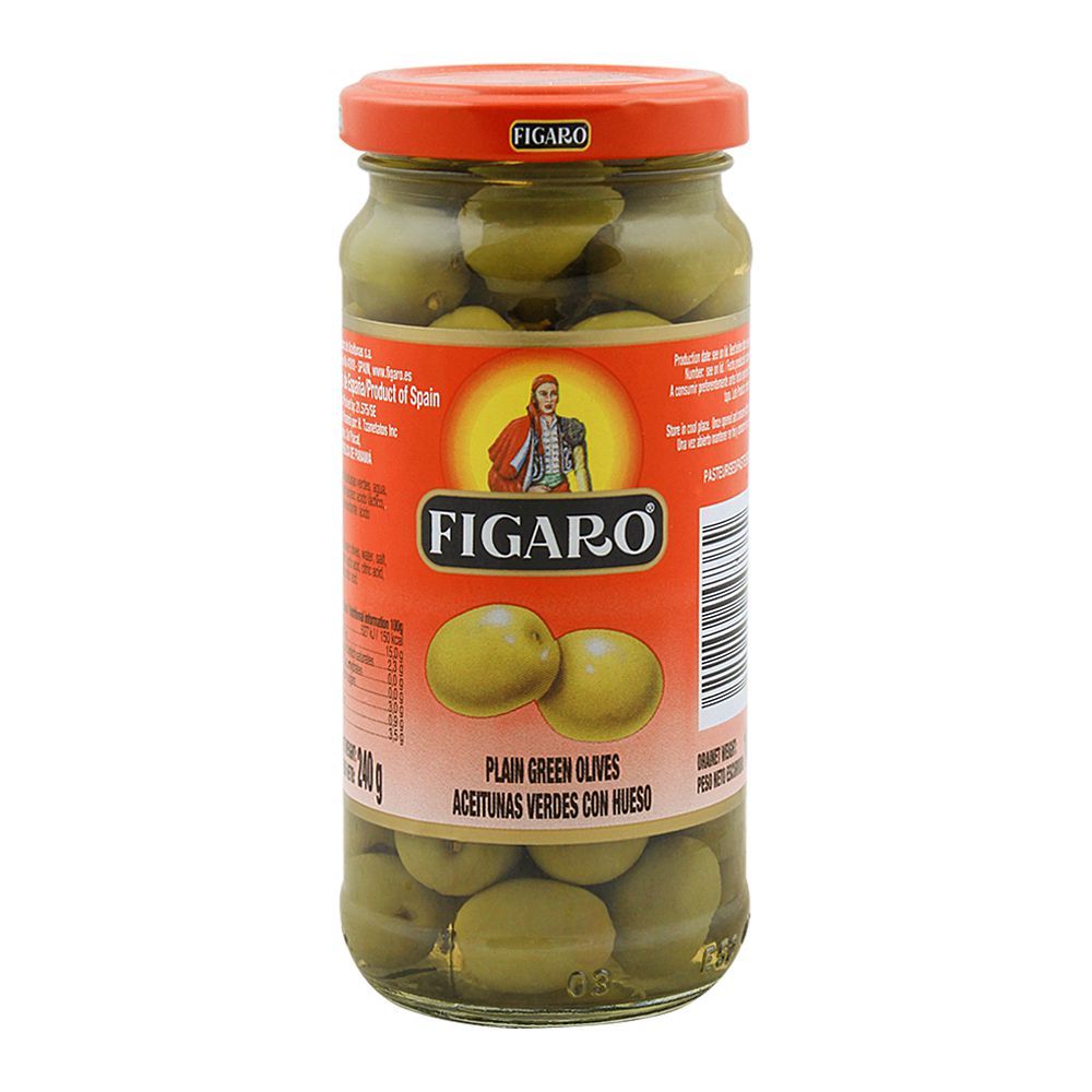 340 gram jar of figaro plain green olives