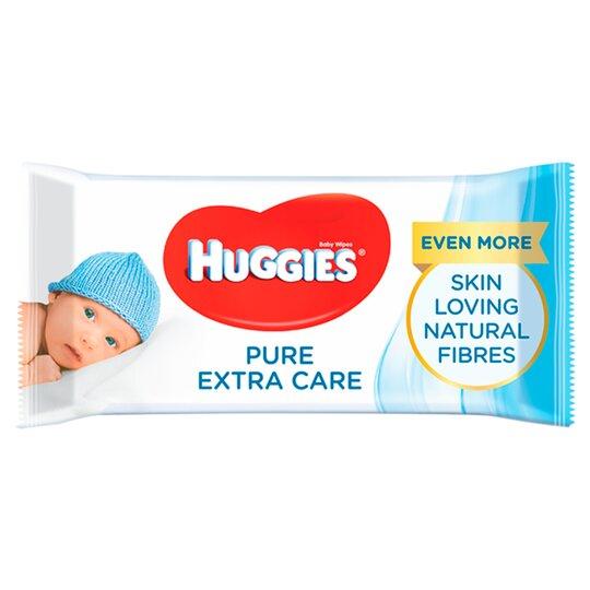 A pack of huggies pure extra care wipes