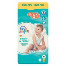 ASDA Little Angels Comfort & Protect Size 5+ Nappies Jumbo Pack 64pk