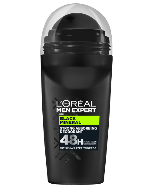 50 millilitre container of loreal men expert black mineral roll on