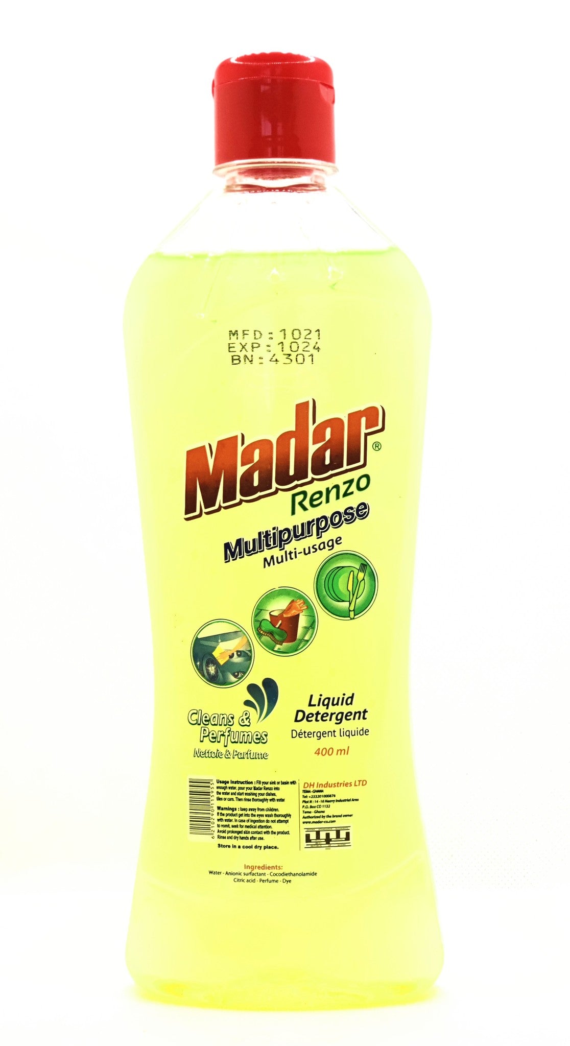 400 millilitre bottle of madar renzo multipurpose liquid soap