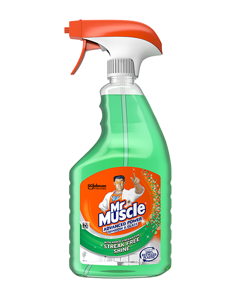 750 millilitre refill bottle of mr. muscle advanced power glass and window cleaner