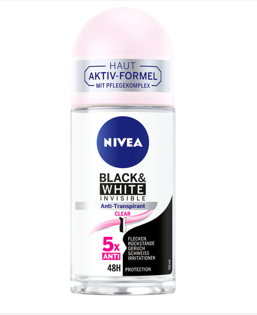 50 millilitre bottle of nivea black and white invisible roll on