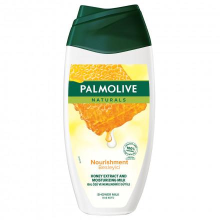 500 millilitre bottle of palmolive shower gel with honey extract and moisturizing milk
