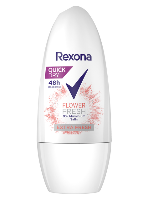 50 millilitre bottle of rexona flower fresh roll on