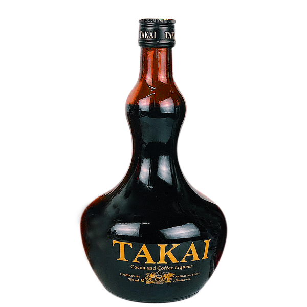 750 millilitre bottle of takai cocoa and coffee cream liqueur