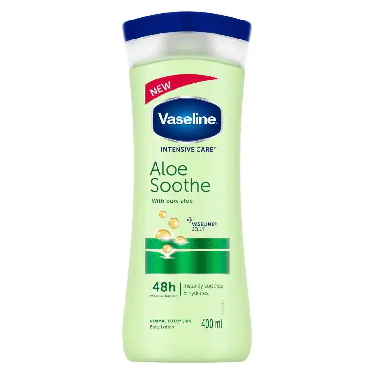 400 millilitre bottle vaseline intensive care body lotion, aloe soothe