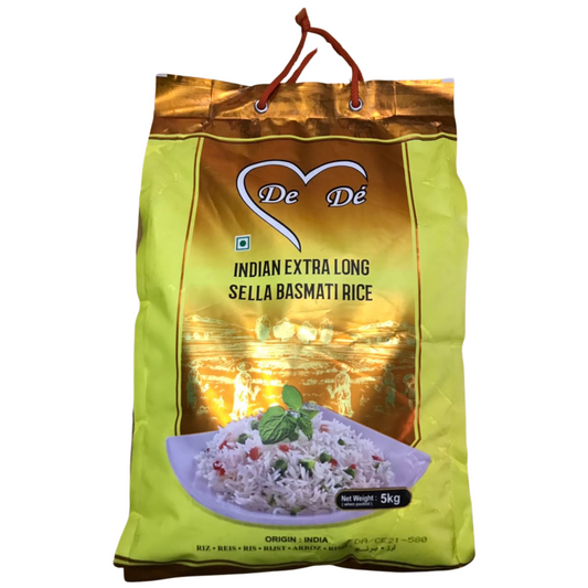 5 kilogram bag of De Dé extra long sella basmati rice