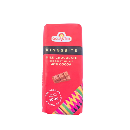 100 gram wrap of golden tree kingsbite milk chocolate 40% cocoa