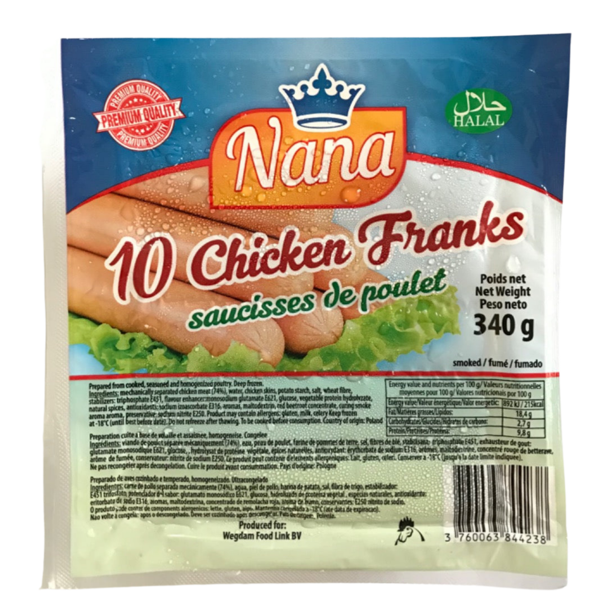 340 gram pack of nana chicken sausages